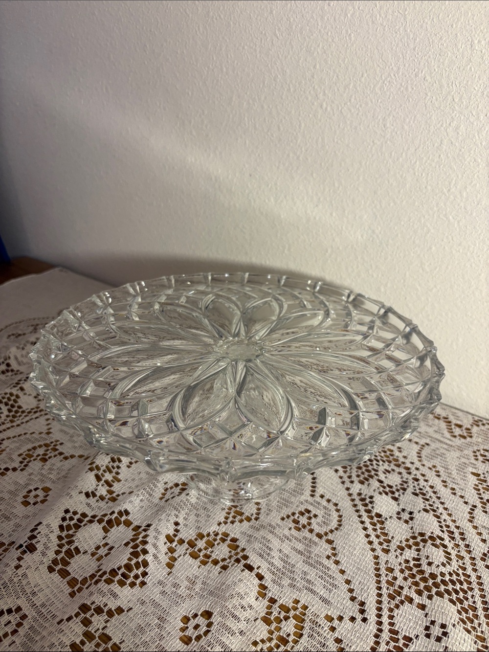 Clear Pressed Glass Pedestal Cake Stand